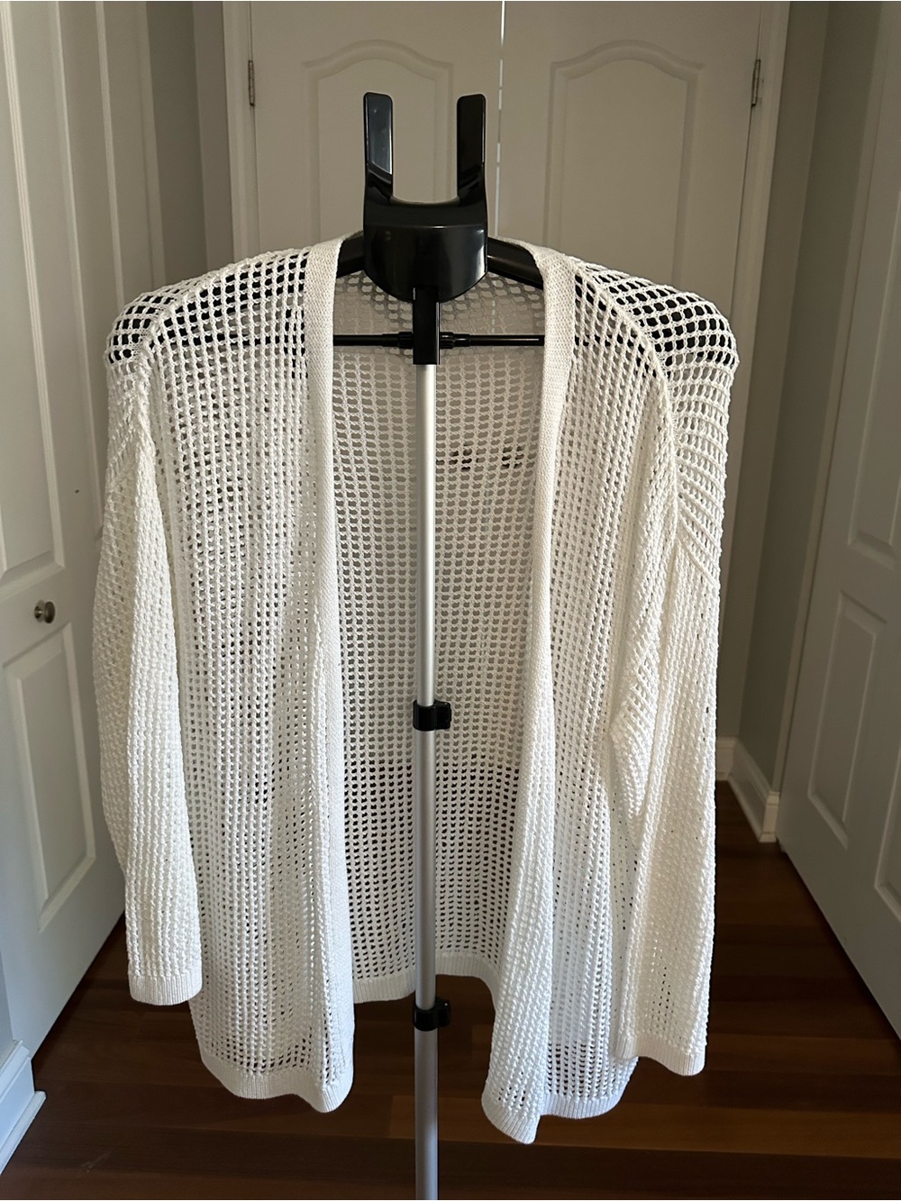 Open-Knit White Women's Cardigan Sweater